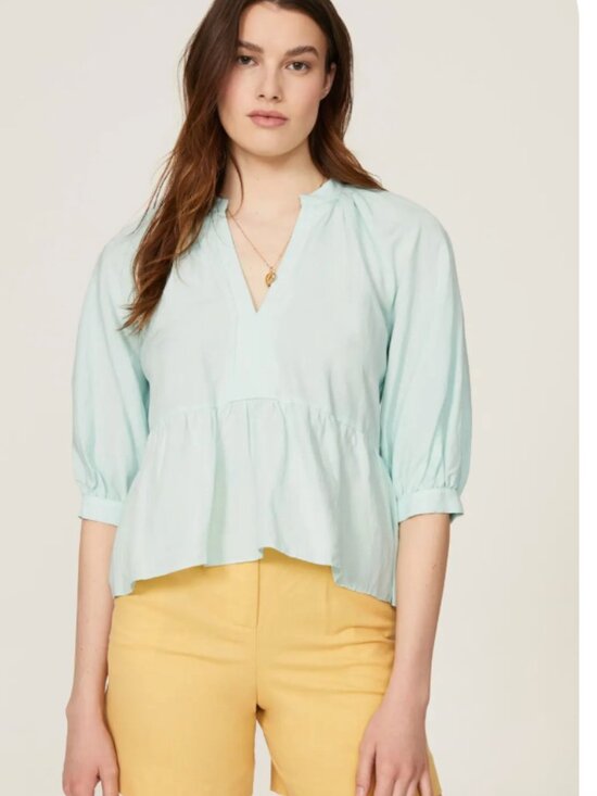 Amanda Uprichard Tops - Amanda Uprichard Diego Blouse– S- Linen Blend- Mint- MSRP $150- Rent the Runway